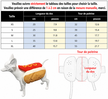 Costume hot dog teckel 